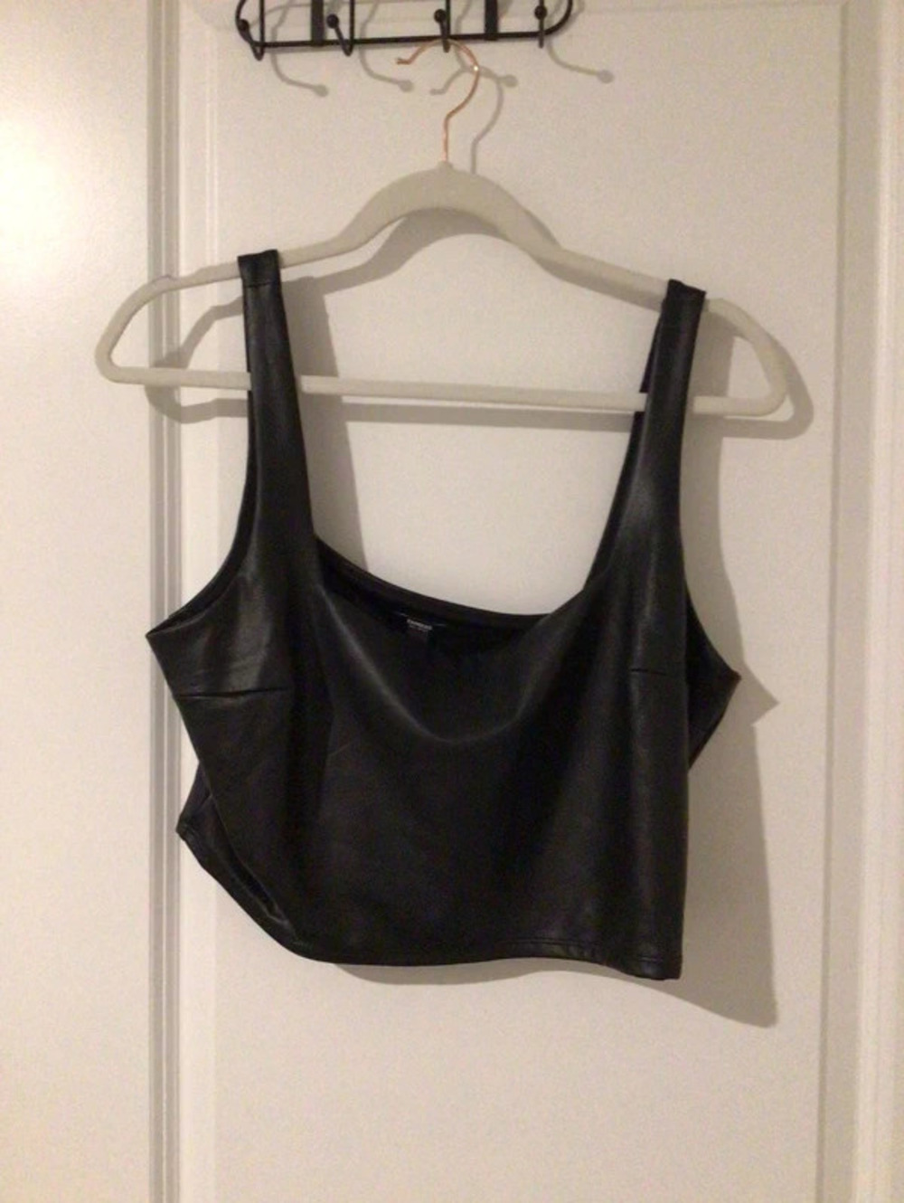 Express Black Faux Leather Crop Tank Top Size Large